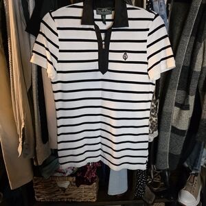 Classic Black and White Striped Polo Shirt